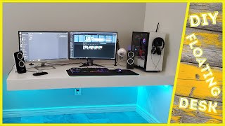 DIY Floating Gaming Desk Build ONLY 100 [upl. by Calvano]