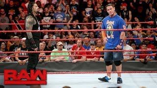 John Cena returns to Raw for a confrontation with Roman Reigns Raw Aug 21 2017 [upl. by Adnoraj707]