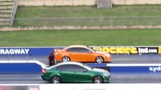 Ford FG xr6 turbo vs ve ss commodore 60 litre v8 both stock cars [upl. by Nowahs373]