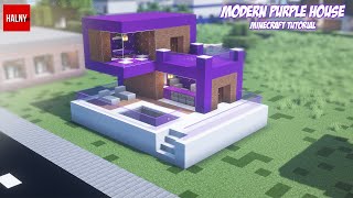 Modern purple house  Minecraft tutorial [upl. by Pond]