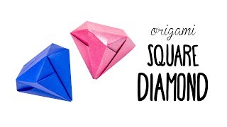 Easy Origami Square Diamond Tutorial  No Glue  Paper Kawaii [upl. by Papp126]