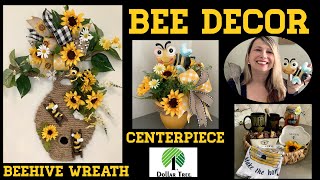 Dollar Tree DIYs  Bee Decor  Beehive Wreath  Bee Centerpiece  Sunflower Decor🍯🐝 [upl. by Qiratla]