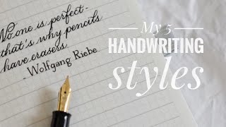 My 5 handwriting styles  Handwriting practice  Cursive writing  Print font [upl. by Lawton]