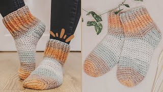 How to Crochet Simple Toe Up Socks [upl. by Ahtekahs]