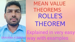 ROLLES THEOREM IN TELUGU statement and Problems [upl. by Sirron623]