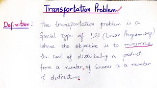 Introduction to Transportation Problem [upl. by Melba]