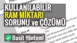 Kullanılabilir RAM Miktarı Sorunu ve Çözümü  Basit Yöntem [upl. by Arracahs]