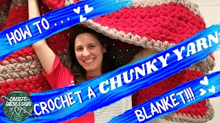 How to Crochet a CHUNKY Yarn Blanket🧶😍 [upl. by Artapoelc]