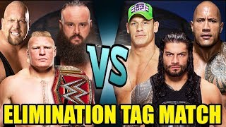 John Cena The Rock and Roman Reigns vs Lesnar Big Show and Strowman Elimination Tag [upl. by Fennie]