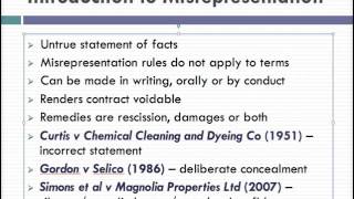 Misrepresentation Lecture 1 of 4 [upl. by Avlis]