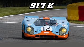 Porsche 917K racing at Spa 2019 incl revving [upl. by Eahsal]