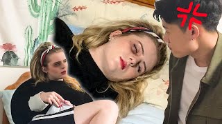 AMWF Bruise Makeup Prank To My Boyfriend He gets angry British Korean Couple [upl. by Medardas]