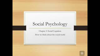 Social Psychology Chapter 3 Social Cognition Part 1 [upl. by Nimref]