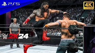 WWE 2K24 John Cena vs Roman Reigns  SummerSlam  4k60FPS [upl. by Aiouqahs]